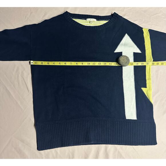 Lisa Todd Navy Arrow Instarsia Cotton Sweater Women’s Large preppy casual winter - Picture 4 of 7